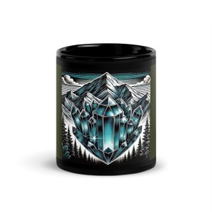 Blue And Black Mountains Black Glossy Mug